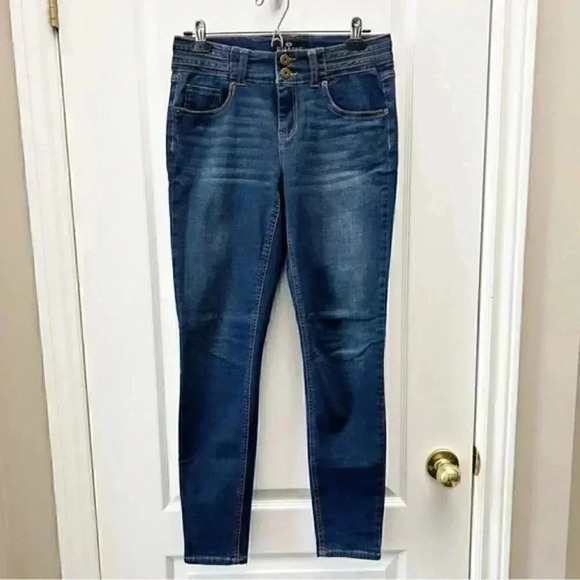 One 5 One Skinny Jeans Mid Rise Dark Blue Denim Size 4 - Picture 5 of 16